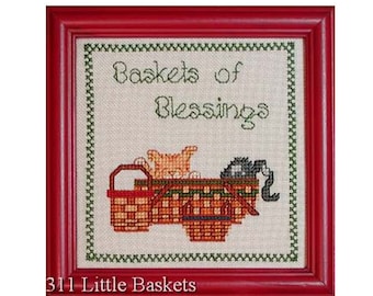 Kittens in Baskets Cross Stitch Pattern: Beginner Needlework (Digital PDF)