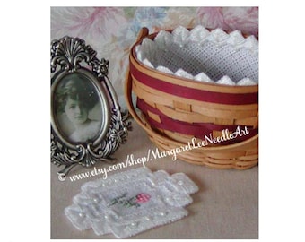 Mini Oval Basket Liner Pattern: Hardanger Lace Doily (Digital PDF)