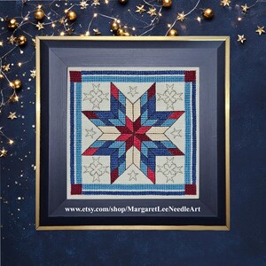 Stars - Red White & Blue - Cross Stitch Pattern of Quilt Block: Intermediate Chart (Digital PDF) image 4