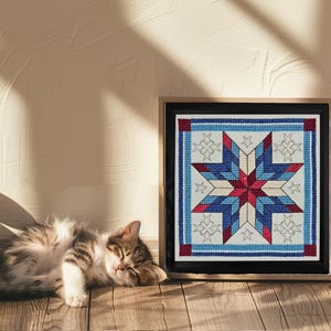 Stars - Red White & Blue - Cross Stitch Pattern of Quilt Block: Intermediate Chart (Digital PDF) image 3