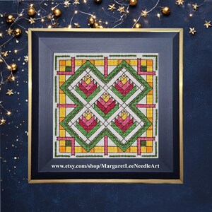 Wzór haftu krzyżykowego na blok patchworkowy „Ptak Rajski” – schemat średniozaawansowany (plik PDF w wersji cyfrowej) zdjęcie 9