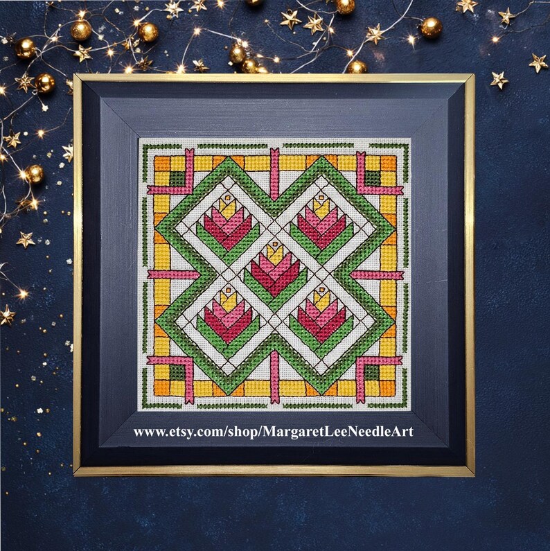 Wzór haftu krzyżykowego na blok patchworkowy „Ptak Rajski” – schemat średniozaawansowany (plik PDF w wersji cyfrowej) zdjęcie 9