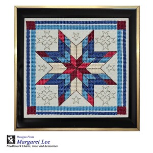 Stars - Red White & Blue - Cross Stitch Pattern of Quilt Block: Intermediate Chart (Digital PDF) image 2