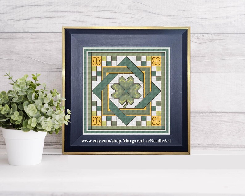 Four Leaf Clover and Celtic Knot - Cross Stitch Pattern: Easy Chart (Digital PDF) image 1
