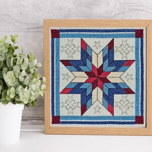 Stars - Red White & Blue - Cross Stitch Pattern of Quilt Block: Intermediate Chart (Digital PDF) image 10