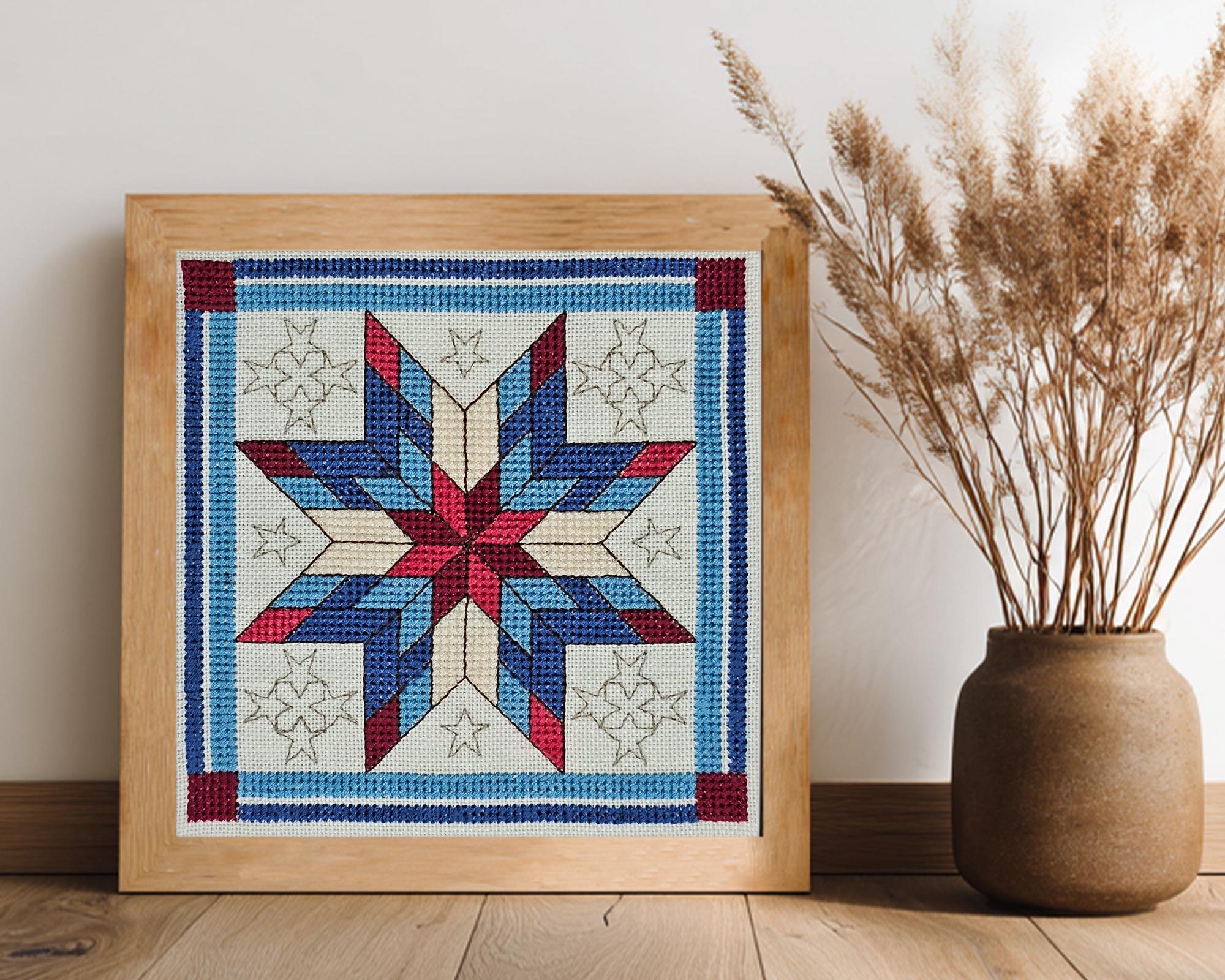 Stars - Red White & Blue - Cross Stitch Pattern of Quilt Block: Intermediate Chart (Digital PDF) image 5