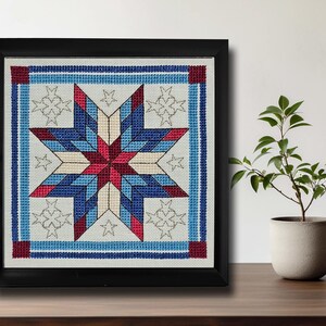 Stars - Red White & Blue - Cross Stitch Pattern of Quilt Block: Intermediate Chart (Digital PDF) image 6
