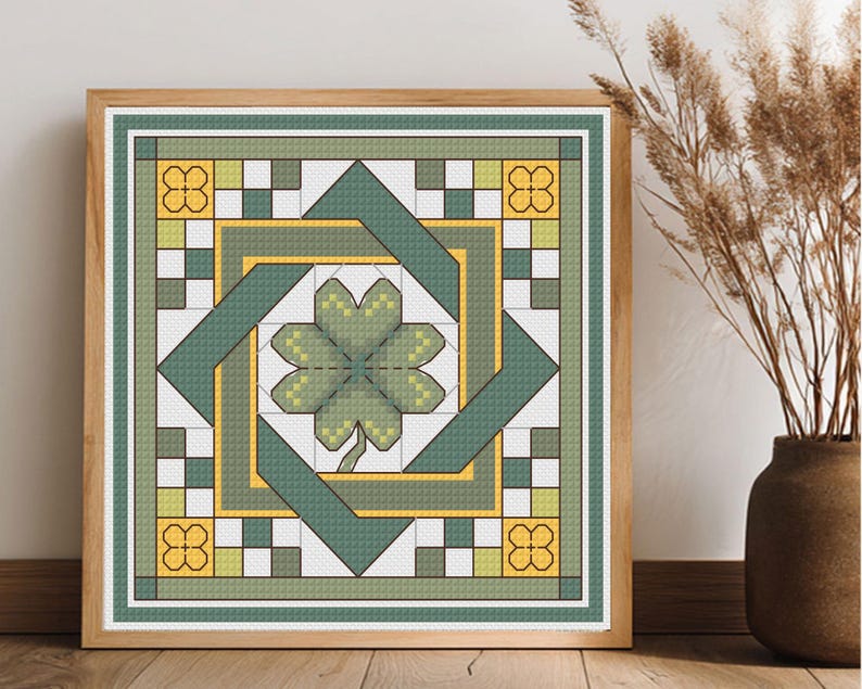 Four Leaf Clover and Celtic Knot - Cross Stitch Pattern: Easy Chart (Digital PDF) image 3
