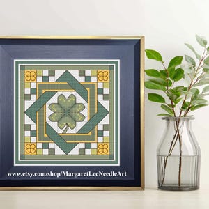 Four Leaf Clover and Celtic Knot - Cross Stitch Pattern: Easy Chart (Digital PDF) image 2