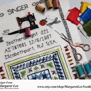 Singer Featherweight Bee Quilt Sampler with Cross Stitch Sewing Supplies