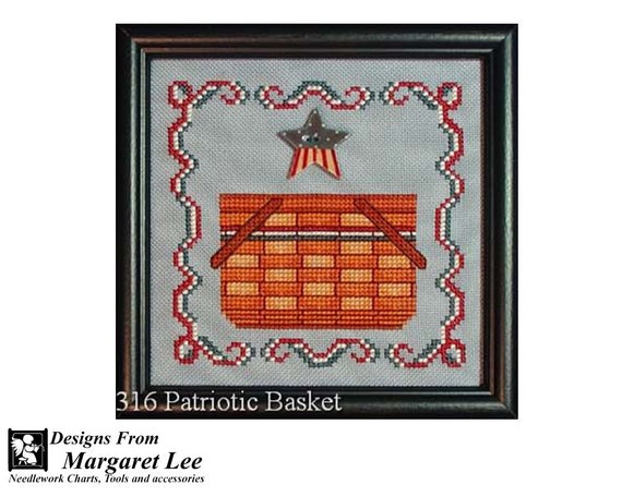 patriotic basket stars stripes cross stitch pattern instant download red white blue star button digital pdf gift for american stars and stripes tools
