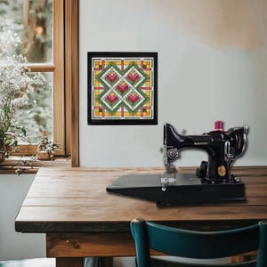 Wzór haftu krzyżykowego na blok patchworkowy „Ptak Rajski” – schemat średniozaawansowany (plik PDF w wersji cyfrowej) zdjęcie 11