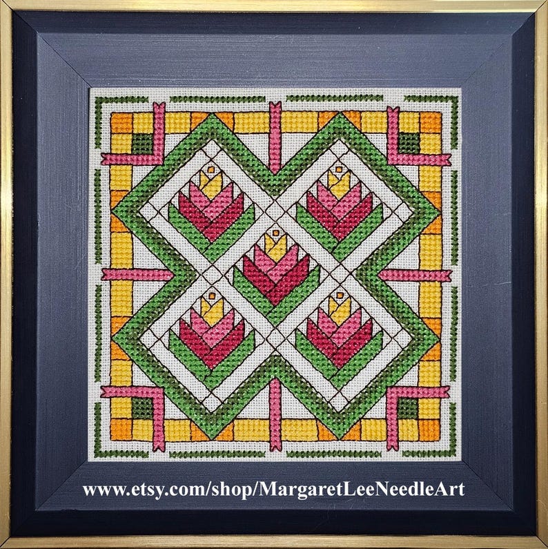 Wzór haftu krzyżykowego na blok patchworkowy „Ptak Rajski” – schemat średniozaawansowany (plik PDF w wersji cyfrowej) zdjęcie 7