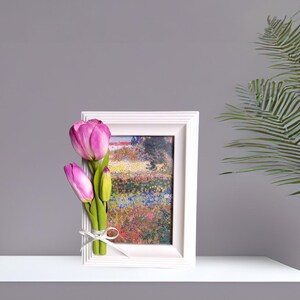 Anpassad fotoram med utsökta handgjorda rosa tulpaner: Heminredningspresent för, för blomsterälskare bild 5