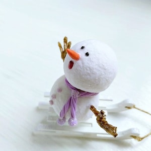 Miniatyr snögubbe juldekoration: Polymerlera Julby Kärlekssnögubbe Vindfångare Vänsökare