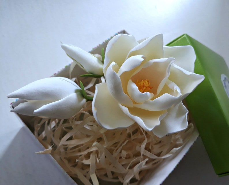 Magnolia Hair Clip Wedding Flower Hair Accessories Polymer Etsy