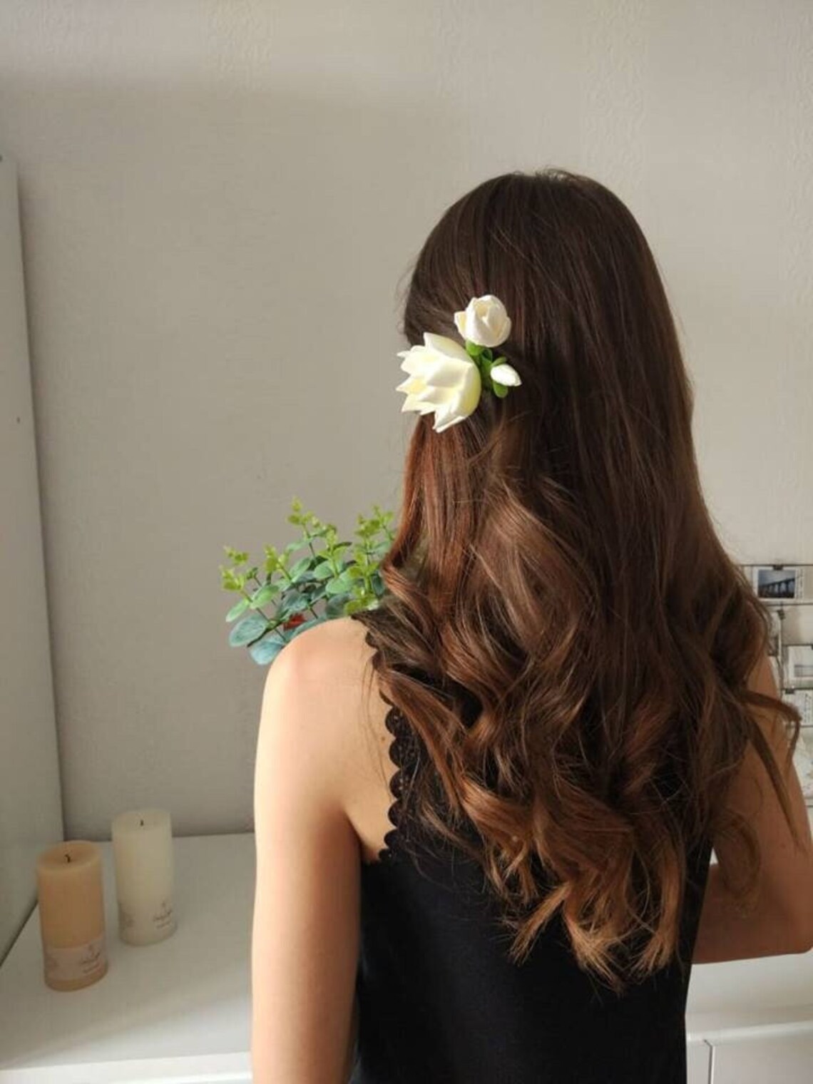 Magnolia Hair Clip Wedding Flower Hair Accessories Polymer Etsy