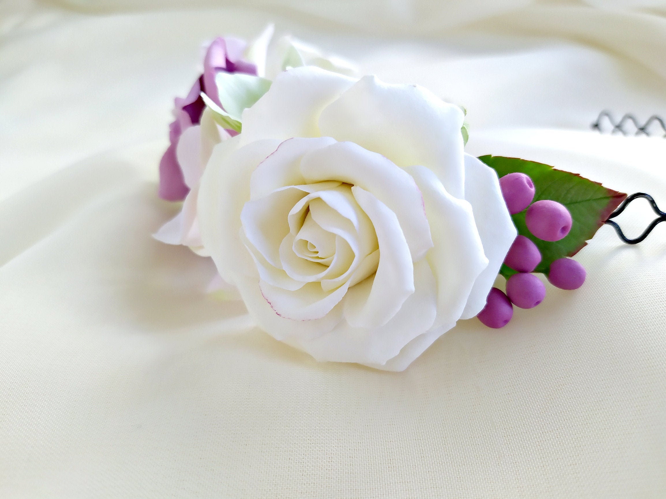 Crown With Roses Crown for Girls Polymer Clay Wreath Floral Headband