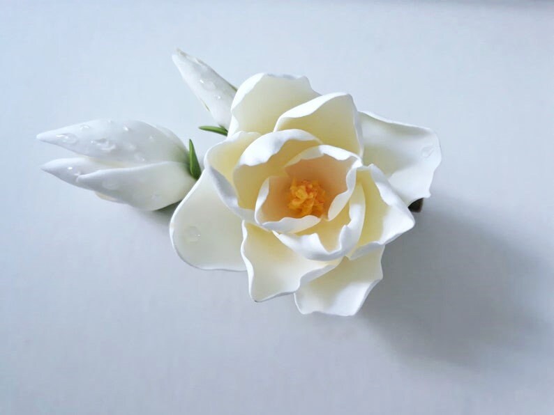 Magnolia Hair Clip Wedding Flower Hair Accessories Polymer Etsy