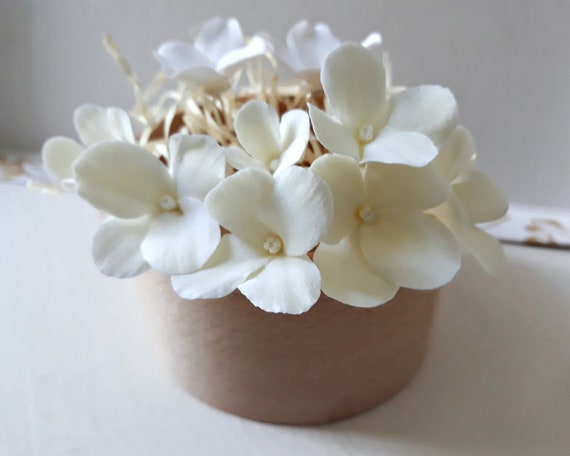 Hydrangea Hairpins Set Of 5 White Ivory Hairpins Flowers For Etsy