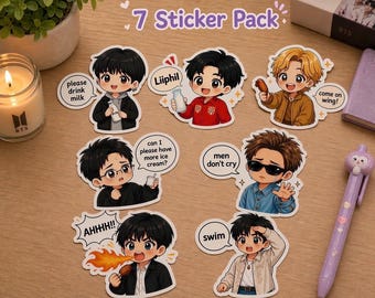 Kpop OT7 Sticker-Bundle: Holografische Sticker von Wing 7 – Konzertgeschenke-Idee