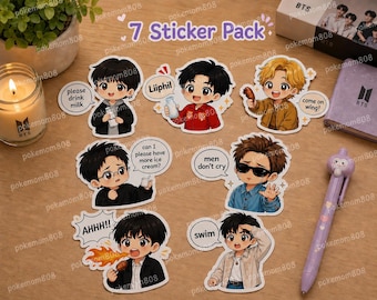 BTS Kpop OT7 Sticker Pack HOT ONES come on wing stickers 7 stickers, concert freebies idea