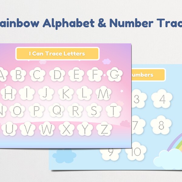 Printable Alphabet Tracing Worksheets with Rainbow for Handwriting Practice using Upper Case and Lower Case Letters - Pre K and Kindergarten