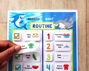 Daily Schedule Kids, Shark, Chore Cards, Printable Daily Routine, Morning Routine, Bedtime Checklist, Responsibility Chart for Toddlers