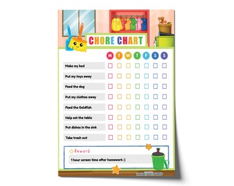 Chore Chart for Kids Printable | Primary Color Daily Routine Chart