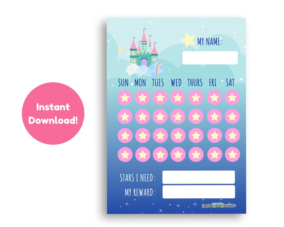 Princess Behavior Chart, Simple Kids Reward Chart Printable, Also Use ...