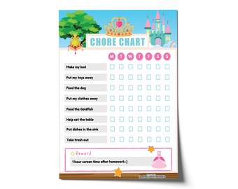 Chore Chart for Kids Printable | Princess Daily Routine Chart