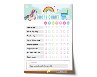 Chore Chart for Kids Printable | Unicorn Daily Routine Chart