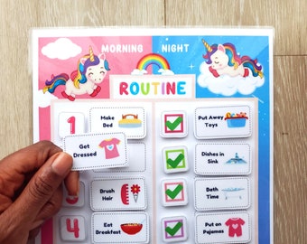 Visual Schedule, Unicorn, Chore Chart, Toddler Routine Chart, Morning Checklist, Responsibility Chart, Daily Schedule for Kids, Printable