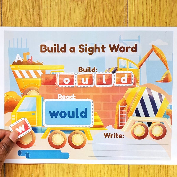 Sight Word Builder, Fry’s first 100 sight words, First Grade Reading Practice of High Frequency Words, Beginning Reading Worksheet Printable