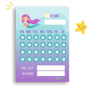 Mermaid Sticker Reward Chart Printable, Behavior Chart for Kids, Also ...