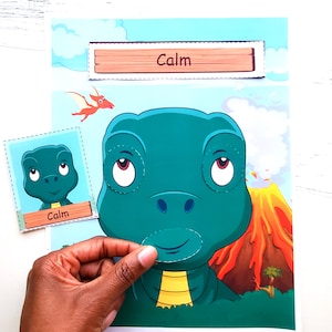 Dinosaur Social Emotional Learning Preschool Printable, Learn Feelings and Emotions, SEL Calming Corner Printable