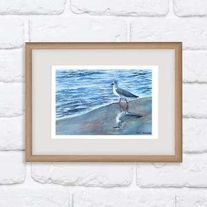 Original Watercolor Seagull Painting: Coastal Bird Art, Unframed A4
