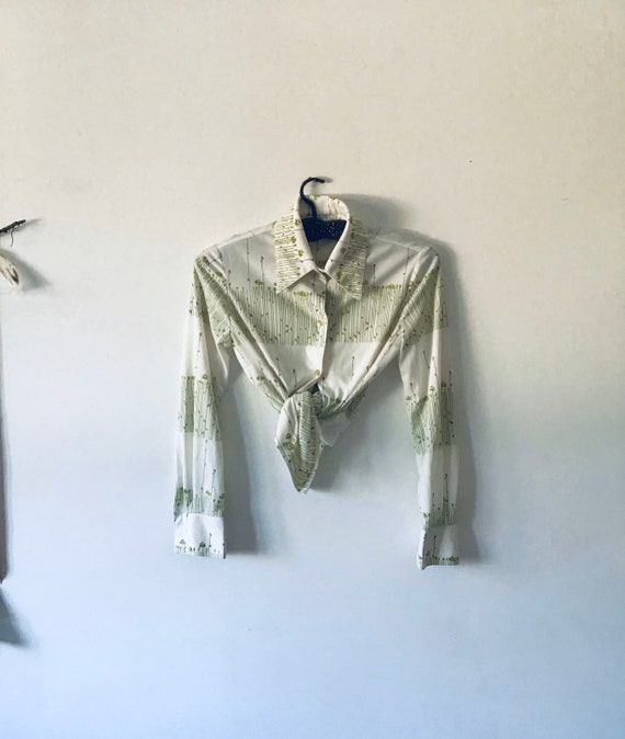 70s floral shirt dagger collar