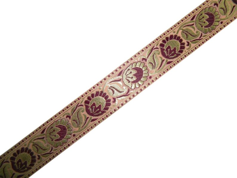 Brown Jacquard Trim Sari Border Ribbon Craft sewing Supply 3.5/" Wide By The Yard