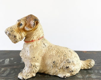 Rare Hubley Sealyham Terrier c1930, vintage cast iron bookend in scarce scarce size, dog lover gift, country decor, farmhouse, cottage style