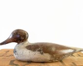 Antique Pintail Duck decoy with glass eyes c1930, working duck lure, rustic cabin or country decor, primitive bird lover or hunter gift