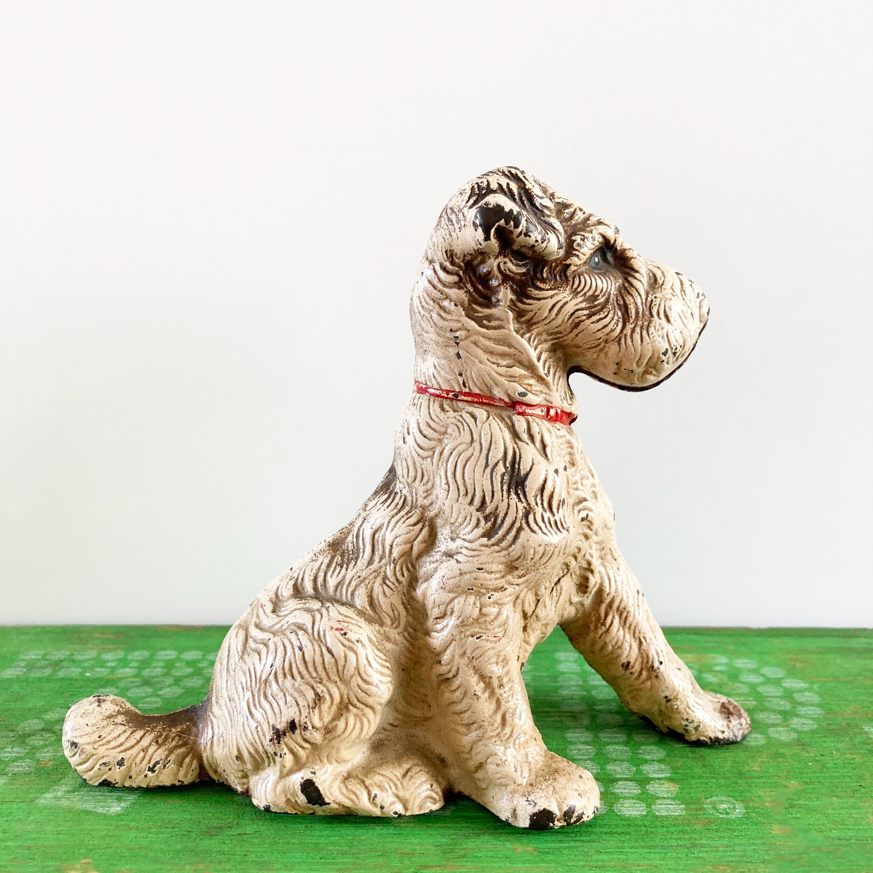 Original Vintage Hubley Cast Iron Coin Bank C1930, Wirehaired Fox