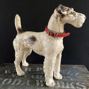 Exceptional Antique Hubley Wire Haired Fox Terrier, Cast Iron