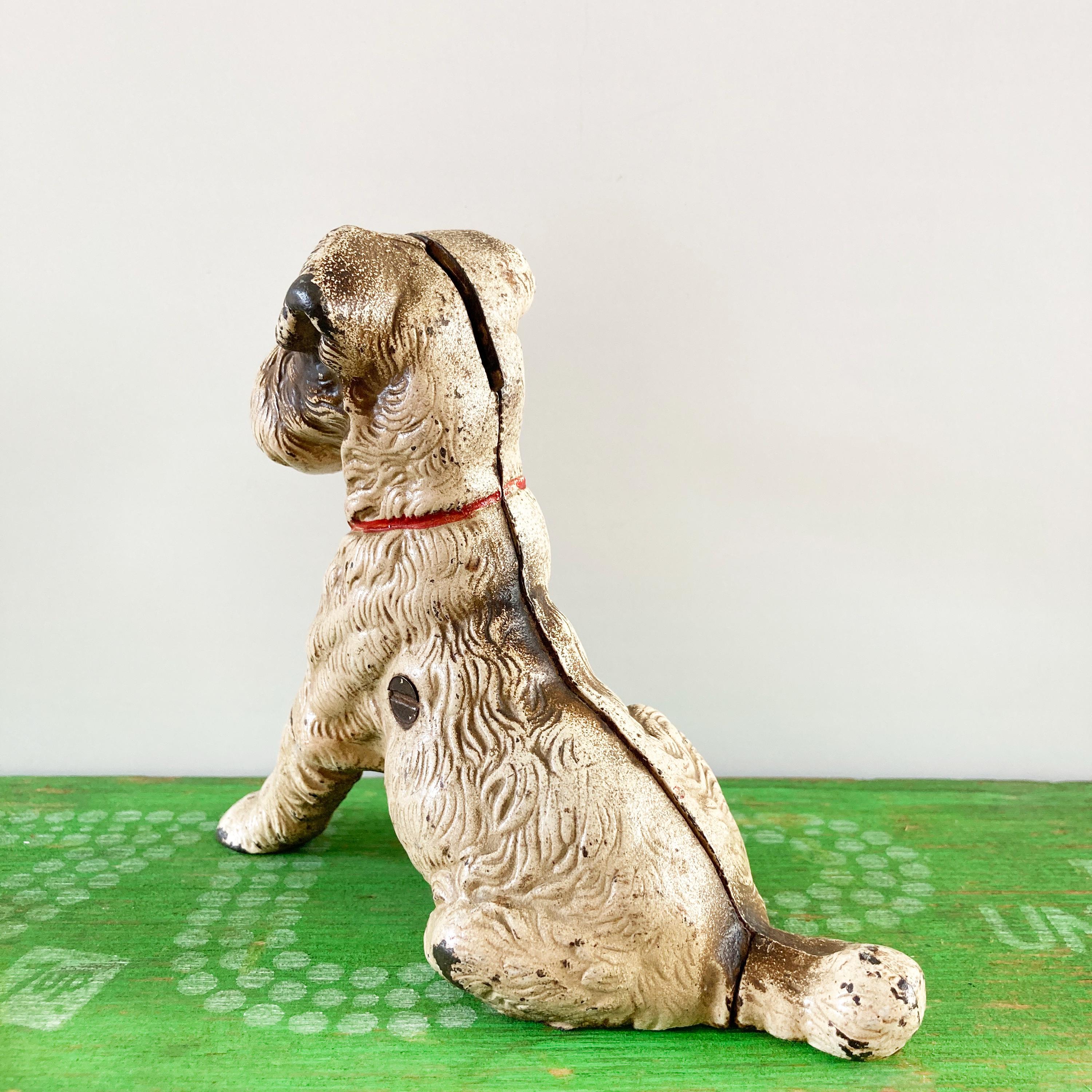Original Vintage Hubley Cast Iron Coin Bank C1930, Wirehaired Fox