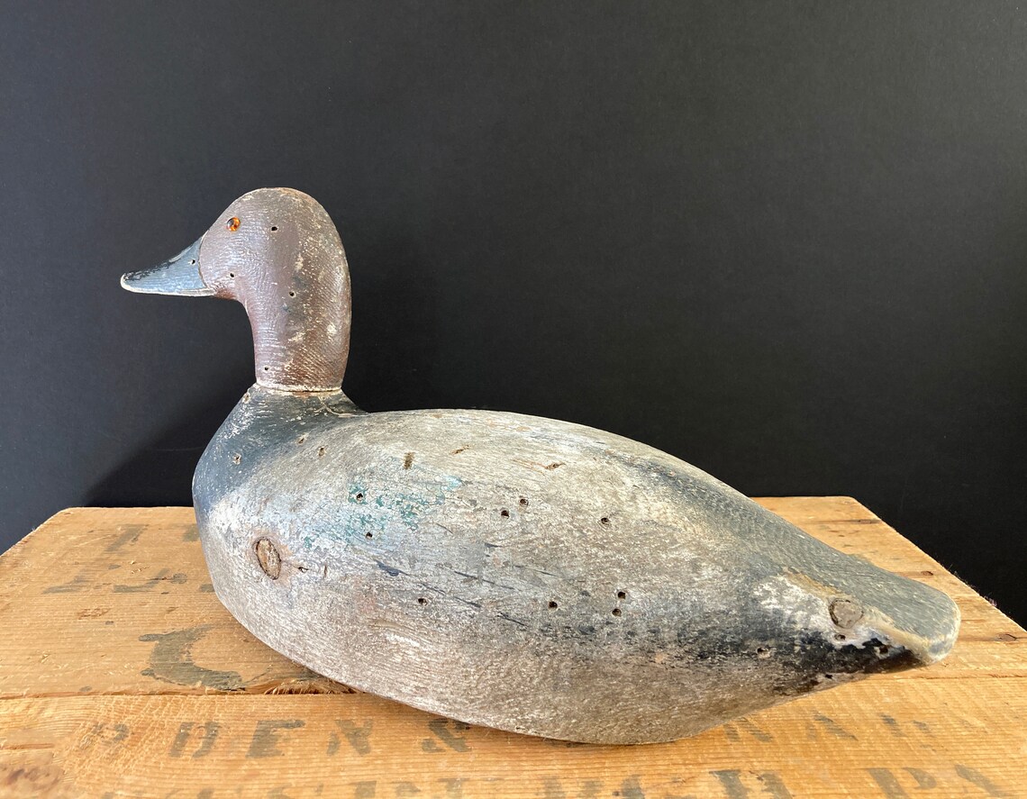 Large wood Canvasback duck decoy c1930 hand carved with Etsy