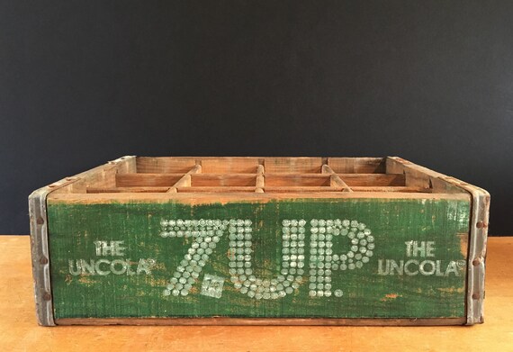 家具・インテリア 7up box Vintage Wooden 7up Soda Crate – Rustic Wood Box Retro Advertising
