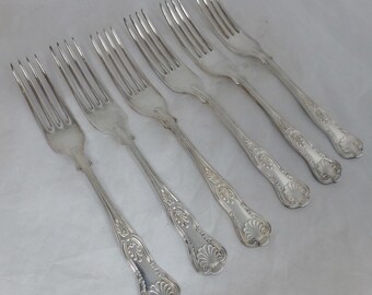 Made In England Sheffield Set of 6 Vintage Forks Platirium Stainless Chromium Plate