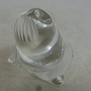 Vintage Spode Walrus Lead Crystal Clear Glass  Figurine / Paperweight 2.5 inch H - Made in England - Sea Life Animal Sculpture