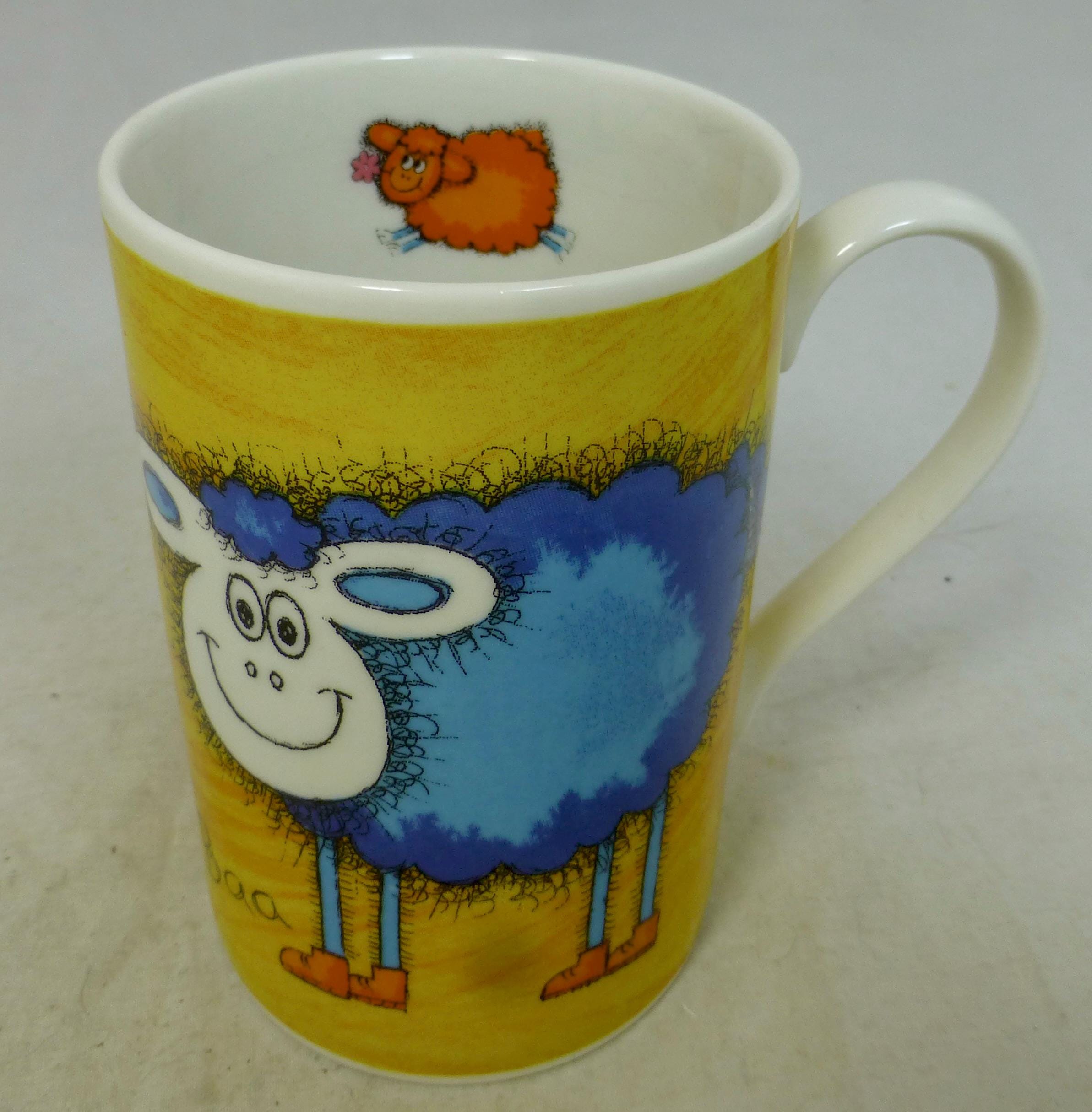 Dunoon Funky Farm Colourful Sheep Baa & Goose Yellow Stoneware