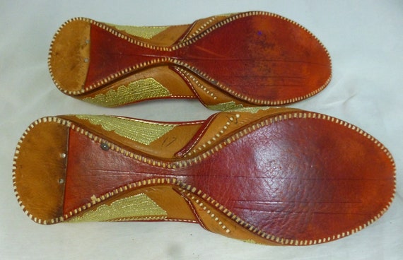 Vintage Handmade Indian Leather Aladdin Slippers … - image 3